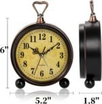 2 Pack Vintage Retro Analog Alarm Clocks, 5.2 Inch Silent Non Ticking Small Table Clock, Battery Operated Desk Clocks for Bedroom, Elegant Bedside Gift Clock for Living Room, Office, Room Decor - Image 3