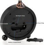 2 Pack Vintage Retro Analog Alarm Clocks, 5.2 Inch Silent Non Ticking Small Table Clock, Battery Operated Desk Clocks for Bedroom, Elegant Bedside Gift Clock for Living Room, Office, Room Decor - Image 4