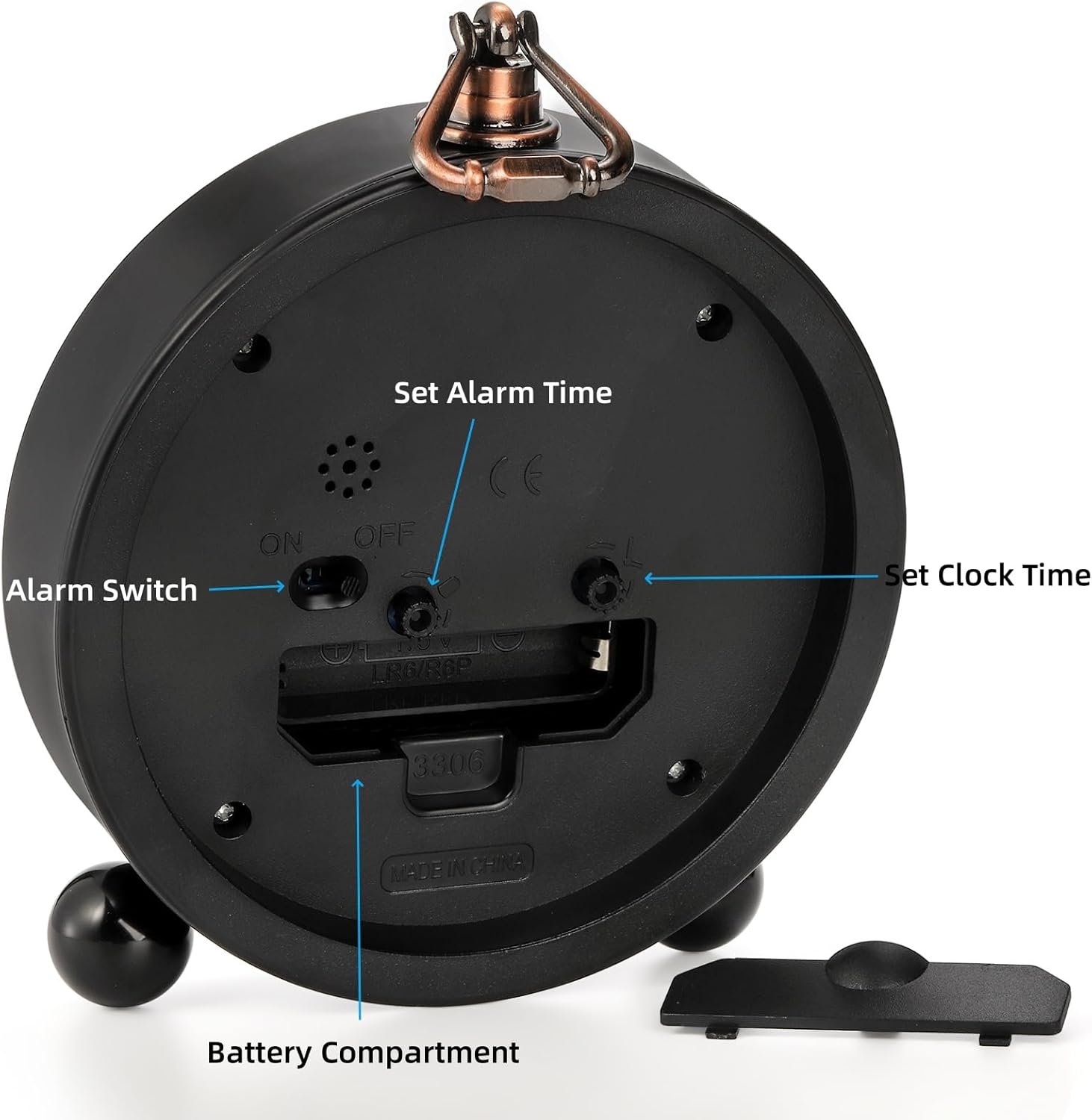 2 Pack Vintage Retro Analog Alarm Clocks, 5.2 Inch Silent Non Ticking Small Table Clock, Battery Operated Desk Clocks for Bedroom, Elegant Bedside Gift Clock for Living Room, Office, Room Decor - Image 4