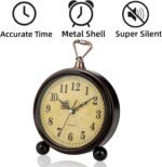 2 Pack Vintage Retro Analog Alarm Clocks, 5.2 Inch Silent Non Ticking Small Table Clock, Battery Operated Desk Clocks for Bedroom, Elegant Bedside Gift Clock for Living Room, Office, Room Decor - Image 5