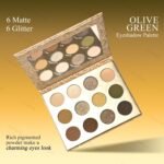 KYDA 12 Colors Olive Green Eyeshadow Palette, Sparkling Reflective Green Bronzer Eyeshadow, Matte Olive Ginger Nude Eyes Shadow, Smooth Blendable Powder, Smokey Eyes Makeup - Image 3