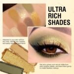 KYDA 12 Colors Olive Green Eyeshadow Palette, Sparkling Reflective Green Bronzer Eyeshadow, Matte Olive Ginger Nude Eyes Shadow, Smooth Blendable Powder, Smokey Eyes Makeup - Image 5