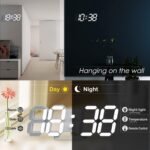 KOSUMOSU 3D LED Digital Wall Clock ,9.7", Large Display Table/ Desk Clock with Remote Control 12/24H Temperature (White Light) - Image 3