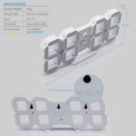 KOSUMOSU 3D LED Digital Wall Clock ,9.7", Large Display Table/ Desk Clock with Remote Control 12/24H Temperature (White Light) - Image 7