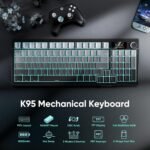 RedThunder K95 Wireless Mechanical Keyboard,TFT Screen & Knob, Trip-Modes Connection, Gasket Custom Hot-Swap Keyboard, RGB Backlit, Pre-lubed Linear Switches, Side Printed PBT Keycaps, Gray Gradient - Image 3
