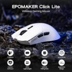 EPOMAKER Click Lite Wireless Gaming Mouse, 800 to 12,000 DPI Adjustable, PAW3311 Sensor, 500mAh, 59g, 2.4G/BT/USB-C Rechargeable Wireless Mouse with 5 Programmable Buttons for PC/Mac/Linux (White) - Image 3