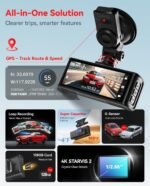REDTIGER 4K STARVIS 2 Dash Cam Front and Rear, 5GHz WiFi 20MB/s Download, 128GB Card Included, Voice Control, Dash Camera for Cars with 3.18" Touch Screen, GPS, Loop Recording, Parking Mode(F7N Touch) - Image 4