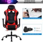 Gaming Chair Racing Style Office Computer Game Chair Ergonomic Desk Chair with Headrest Lumbar Support,High Back Gamer Office Chair Massage Recliner Video Game Chairs for Kids or Adults,Red - Image 8