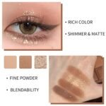 Erinde 9 Colors Eyeshadow Palette, Matte Shimmer Glitter Eye Shadow Palette Makeup, Highly Pigmented Long Lasting Waterproof, Natural Neutral Nude Eyeshadow Makeup Pallet, Chocolate Brown - Image 5