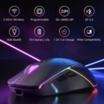 FFJ Wireless Gaming Mouse, 24000 DPI, Tri-Mode 2.4G/USB-C/Bluetooth 5.3 Gaming Mouse Wireless, RGB Programmable Mouse Gamer, 75Hrs Battery Life, Rechargeable Gaming Mice for PC, Mac, PS5, Xbox - Black - Image 3