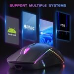 FFJ Wireless Gaming Mouse, 24000 DPI, Tri-Mode 2.4G/USB-C/Bluetooth 5.3 Gaming Mouse Wireless, RGB Programmable Mouse Gamer, 75Hrs Battery Life, Rechargeable Gaming Mice for PC, Mac, PS5, Xbox - Black - Image 6