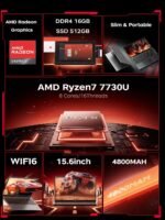 2026 Gaming Laptop with AMD Ryzen7 7730U Processor（Up to 4.5GHz,8C/16T),16GB DDR4 RAM 512GB SSD, AMD Radeon Graphics,WiFi 6,15.6 inch IPS Display,Webcam, Windows 11 Laptop Computer for Video Editing - Image 3