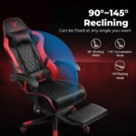 EXRACING Gaming Chair Ergonomic Computer Chair with Footrest and Lumbar Support, Height Adjustable High Back Leather Office Chair, 360° Swivel with Linked Armrest, for Adult and Teen (Red) - Image 4