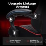 EXRACING Gaming Chair Ergonomic Computer Chair with Footrest and Lumbar Support, Height Adjustable High Back Leather Office Chair, 360° Swivel with Linked Armrest, for Adult and Teen (Red) - Image 5