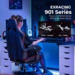 EXRACING Gaming Chair Ergonomic Computer Chair with Footrest and Lumbar Support, Height Adjustable High Back Leather Office Chair, 360° Swivel with Linked Armrest, for Adult and Teen (Red) - Image 8