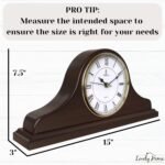 Mantel Clock Battery Operated - Wooden Mantle Clock - 15x7.5 - Silent, Made of Real Wood & Easy to Read - for Living Room Decor Above Fireplace Mantel, Office, Shelf, Table & Home Décor Gift - Image 5