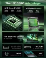 2026 Gaming Laptop with AMD Ryzen 7430U Processor(Up to 4.3GHZ),ΑMD Radeon Graphics,16GB DDR4 RAM 512GB SSD,WiFi 6,15.6 inch IPS Display,Type-C,Micro SD,Webcam,Windows 11 Slim Laptop Computers - Image 3