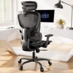 HUANUO Ergonomic Mesh Office Chair with 5-Level Lumbar Support, Computer Gaming Chair with Adjustable Headrest & Armrests, Rocking Tilt, Comfortable High Back Desk Chair for Home Office - Image 3