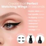 LA PURE Waterproof Liquid Eyeliner Stamp Winged Eyeliner Tool 2x Cat Eye - Winged & Fine Tipped Pen Eyeliner Stencil Smudge Proof Black Eye Liner Tiktok Trend Items Wing Stamp - Black 8mm - Image 4