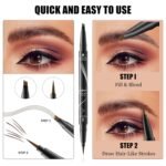 Microblading Eyebrow Pen Waterproof - Eyebrow Pencil Magical 2-in-1 Dual-Ended Eye Brow Pencils for Women with 4-Fork-Tip & Precise Brush-Tip & Eyebrow Brush, Natural Hair Like Strokes (Dark Brown) - Image 4