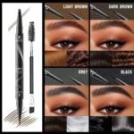 Microblading Eyebrow Pen Waterproof - Eyebrow Pencil Magical 2-in-1 Dual-Ended Eye Brow Pencils for Women with 4-Fork-Tip & Precise Brush-Tip & Eyebrow Brush, Natural Hair Like Strokes (Dark Brown) - Image 5