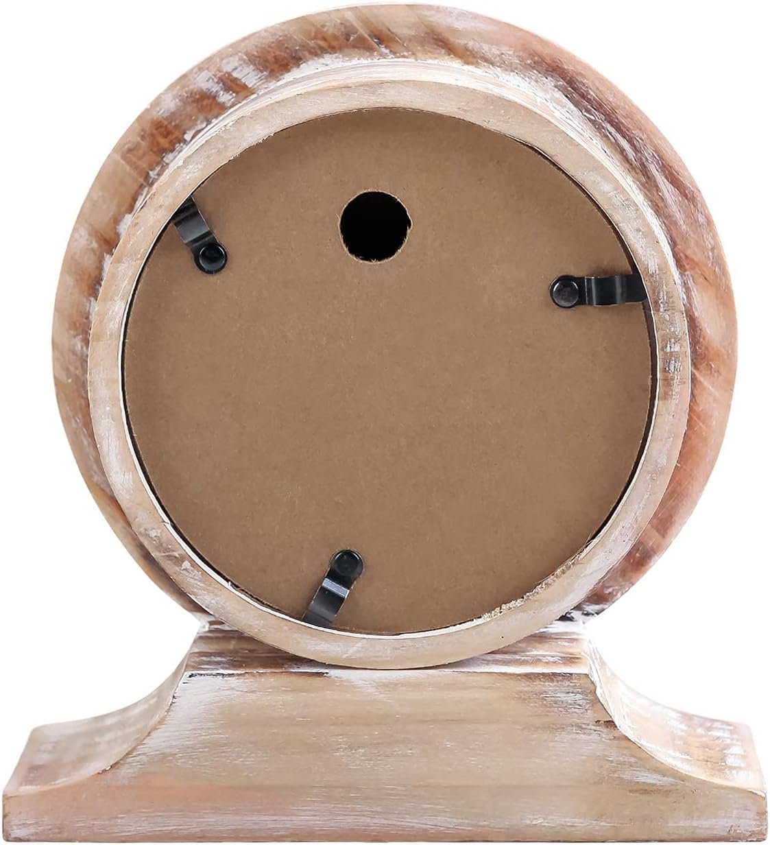 NIKKY HOME Hand Carved Wood Table Clock, Shelf Desk Top Clock Battery Operated Boho Design, Vintage Home Decor for Fireplace Mantel, Desktop, Countertop, Distressed White - Image 8