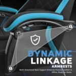 LEMBERI Gaming Chair, Fabric Big and Tall Video Game Chairs for Adults with Footrest,Racing Style Ergonomic Computer Gamer Chair with Headrest and Lumbar Support (Blue) - Image 8