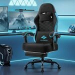 LEMBERI Gaming Chair, Fabric Big and Tall Video Game Chairs for Adults with Footrest,Racing Style Ergonomic Computer Gamer Chair with Headrest and Lumbar Support (Blue) - Image 9