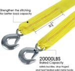 Nylon Tow Strap with Hooks 2”x20’ Car Vehicle Heavy Duty Recovery Rope 20,000 lbs Capacity Tow Rope for Car Truck Jeep ATV SUV - Image 4