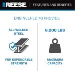 Reese 21536 Trailer Hitch Ball Mount Starter Kit, Fits 2 Inch Square Receiver, 2 Inch Drop, 6,000 lbs. Capacity, Includes 2 Inch Trailer Ball and Pin & Clip - Image 4