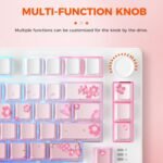 DAREU EK75PRO Sakura Pink Wireless Mechanical Gaming Keyboard,75% Hot Swap Creamy Keyboard with Knob,RGB Backlit,Gasket Custom Structure,Side Printed PBT Keycaps,2.4Ghz/BT5.1/USB-C, for Win/MAC - Image 5