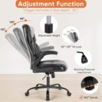 Sweetcrispy Computer Gaming Chair, Ergonomic High Back Heavy Duty Task Desk Office Chairs with Wheels, Flip-up Arms, Adjustable Height, PU Leather,Inky - Image 5