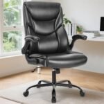 Sweetcrispy Computer Gaming Chair, Ergonomic High Back Heavy Duty Task Desk Office Chairs with Wheels, Flip-up Arms, Adjustable Height, PU Leather,Inky - Image 6