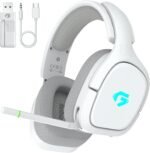 2.4GHz Wireless Gaming Headsets for PS5, PS4, PC, Switch - Bluetooth 5.4 Gaming Headphones with Noise Canceling Mic, Low Latency Connection, 3D Immersive Surround Sound, 30H Battery, White - Image 2