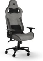 Corsair T3 Rush Fabric Gaming Chair (2023) – Racing-Inspired Design – Soft Fabric Exterior – Padded Neck Cushion – Memory Foam Lumbar Support – Adjustable Seat Height – Gray and Charcoal - Image 2