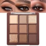 Erinde 9 Colors Eyeshadow Palette, Matte Shimmer Glitter Eye Shadow Palette Makeup, Highly Pigmented Long Lasting Waterproof, Natural Neutral Nude Eyeshadow Makeup Pallet, Chocolate Brown - Image 2