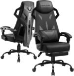GTPLAYER Gaming Chair, Computer Chair with Mesh Back, Ergonomic Gaming Chair with Footrest, Reclining Gamer Chair with Adjustable Headrest and Lumbar Support for Gaming and Office (Black) - Image 2