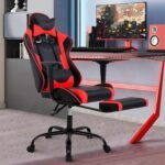 Gaming Chair Racing Style Office Computer Game Chair Ergonomic Desk Chair with Headrest Lumbar Support,High Back Gamer Office Chair Massage Recliner Video Game Chairs for Kids or Adults,Red - Image 2