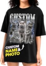 H-DEWALL Custom Shirts Custom Bootleg Rap Shirt for Him Custom Face Shirt with Photo Pet Custom Tees Gift for Dog Cat Lover - Image 2