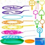 JOYIN Big Bubble Wands Set Bulk for Kids Summer Outdoor Toy Game Activity Party Favors, 18 Pcs Giant Bubble Maker with Tray, 12" Large, 6 Pcs Solution Suitable for All Age People - Image 2