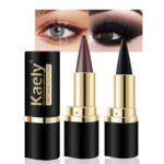 Kaely 2Pcs Black Brown Gel Eyeliner Pencil, Natural Black Eyeliner Cream for Waterline, Long Wear Crayon Eye Liner Waterproof Smudge Proof, Smokey Eye Eyeshadow Palette Gothic Halloween Makeup Set - Image 2
