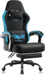 LEMBERI Gaming Chair, Fabric Big and Tall Video Game Chairs for Adults with Footrest,Racing Style Ergonomic Computer Gamer Chair with Headrest and Lumbar Support (Blue) - Image 2