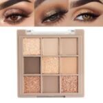 Matte Shimmer Nude Brown Eye Shadow Palette Makeup,Eyeshadow Long Lasting Waterproof Cruelty-Free , 9 Blendable Shades in Smooth Matte and Shimmer Finishes with Gorgeous Pearls for Girls (05#) - Image 2