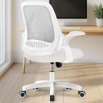 NEO Chair Office Desk Computer Gaming Ergonomic Chair with Lumbar Back Support Adjustable Height Swivel Wheels Flip-up Arms Mesh Chair for Home or Office (Ivory) - Image 2