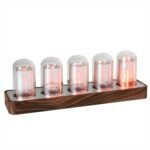 Nixie Tube Clock with Wi-Fi SYNC, Alarm & Timer, 12/24H Display, No Assembly Required - A Retro Gift for Friends (Wood Grain) - Image 2