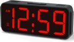 Peakeep Small Battery Powered Digital Alarm Clocks for Bedrooms Bedside, Cordless Tiny Travel Portable Desk Clock, Large Numbers Auto Dimmable, LED Display 4 Dimmers, 5 Alarm Volumes - Image 2