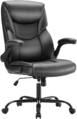 Sweetcrispy Computer Gaming Chair, Ergonomic High Back Heavy Duty Task Desk Office Chairs with Wheels, Flip-up Arms, Adjustable Height, PU Leather,Inky - Image 2