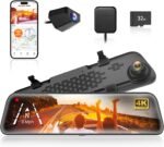 WOLFBOX G840S 12" 4K Mirror Dash Cam Backup Camera, 5.8GHz WiFi Smart Rearview Mirror for Cars & Trucks, Front and Rear View Dual Cameras, Night Vision, Parking Assistance, Included 32GB Card & GPS - Image 2