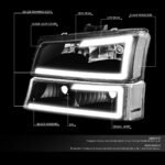 DNA MOTORING HL-LB-CSIL03-BK-CL1 Black Housing 3D LED DRL Headlight Bumper Lamp Set Compatible with 03-06 Silverado 1500-3500 / Avalanche 1500 2500 - Image 3