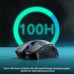 SOLAKAKA SM600 Honeycomb Shell Gaming Mouse Wireless,Tri-Modes BT/2.4G Wireless/Type-C Wired Gamer Mouse with 2 Side Buttons, Macro Programmable and RGB Light for PC/Mac/Laptop,Black - Image 6